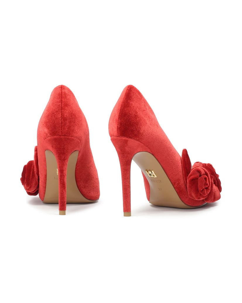 Kazar-Rote-Stoffpumps-mit-3D-Blumen-rot