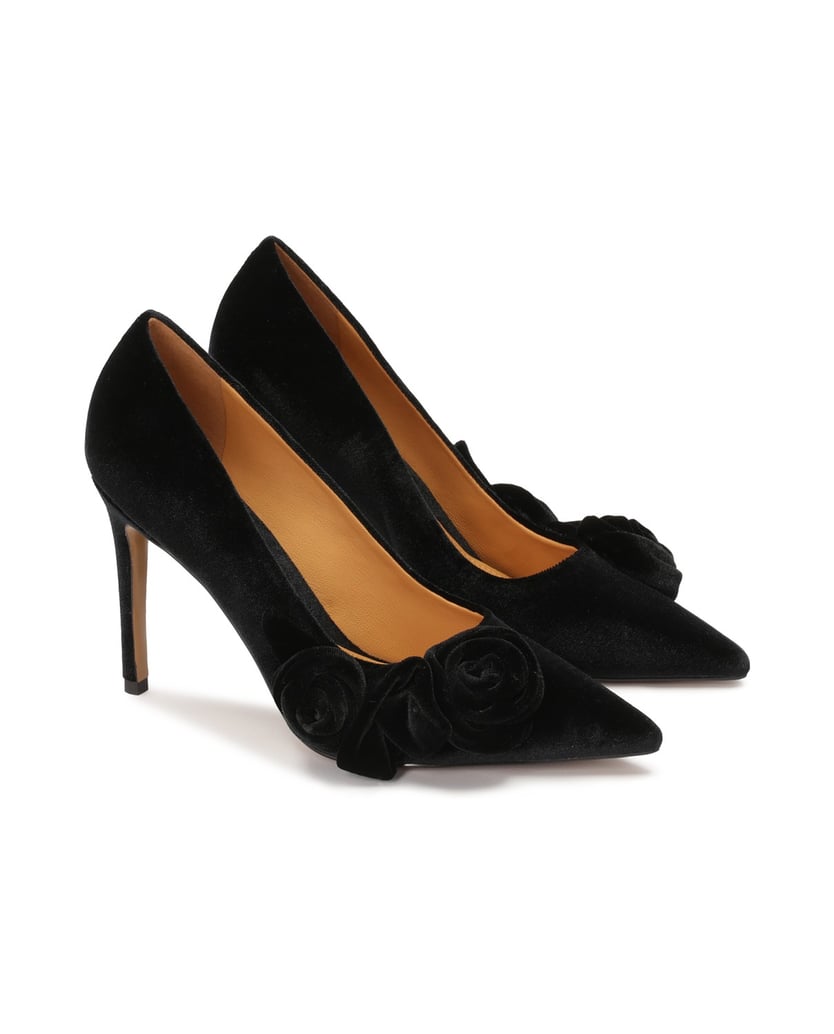 Kazar-Black-evening-stilettos-with-flowers-černá