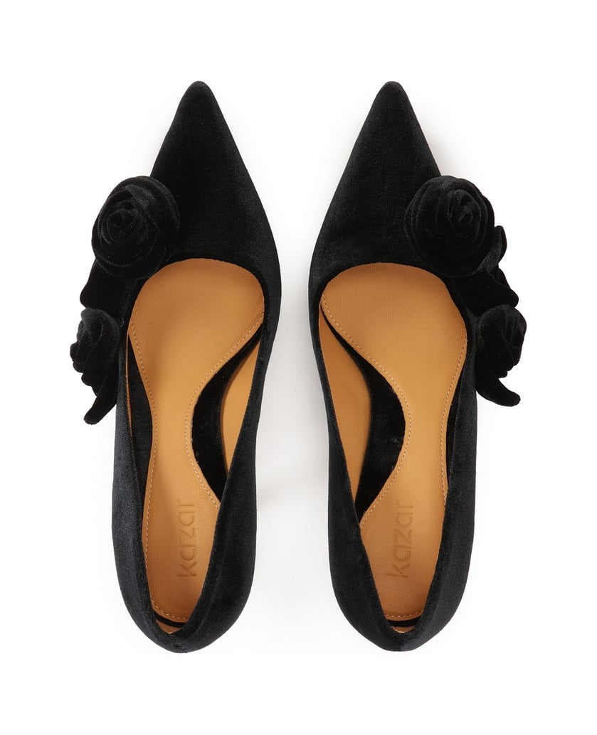 Kazar-Black-evening-stilettos-with-flowers-černá