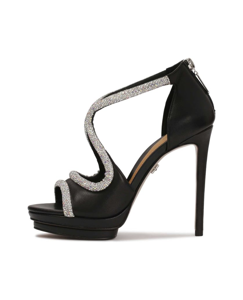 Kazar-Black-formal-sandals-with-silver-crystals-černá