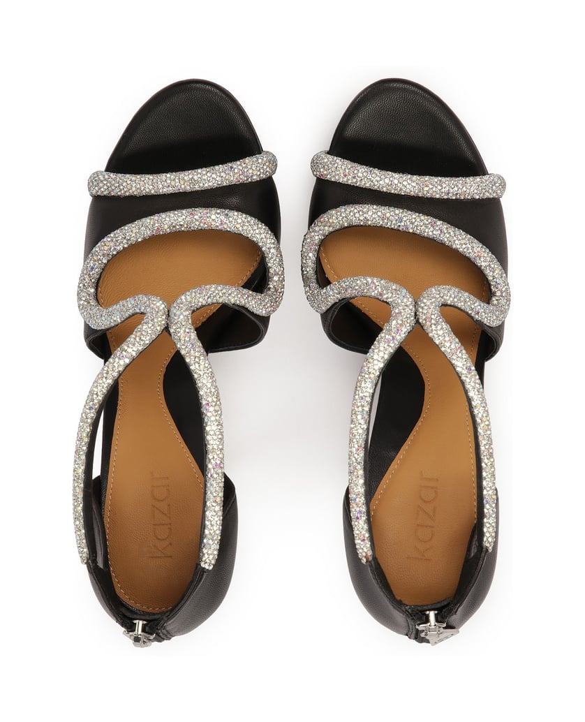 Kazar-Black-formal-sandals-with-silver-crystals-černá