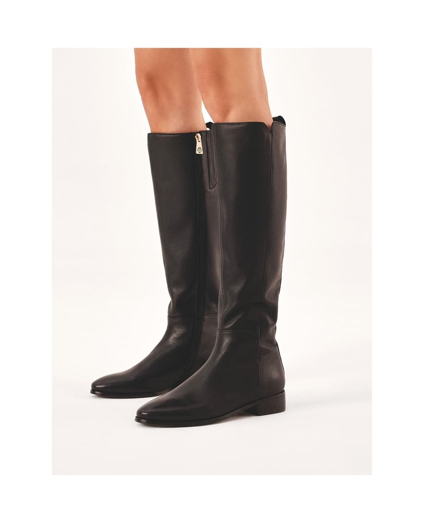 Kazar-Schwarze-Lederstiefel-mit-einem-Ausschni-schwarz