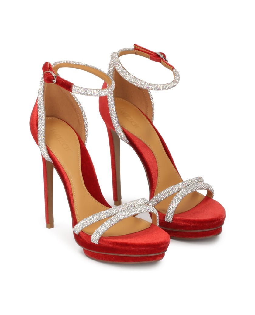 Kazar-Red-sandals-with-shiny-straps-červená