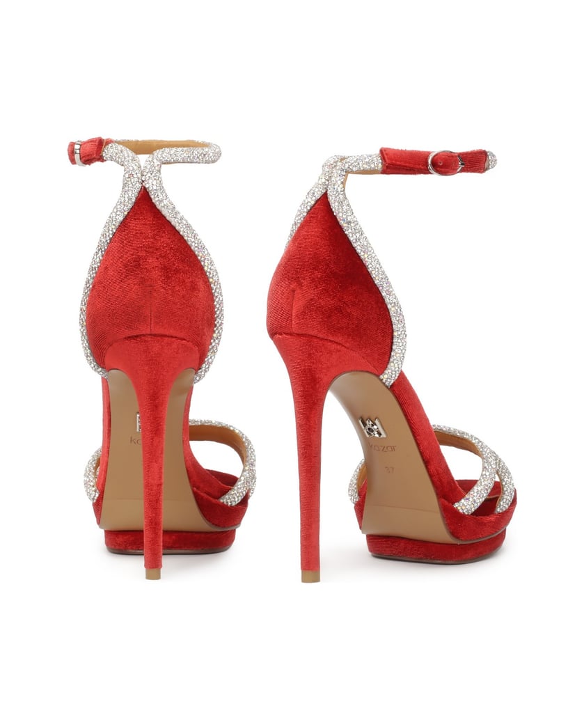 Kazar-Red-sandals-with-shiny-straps-červená