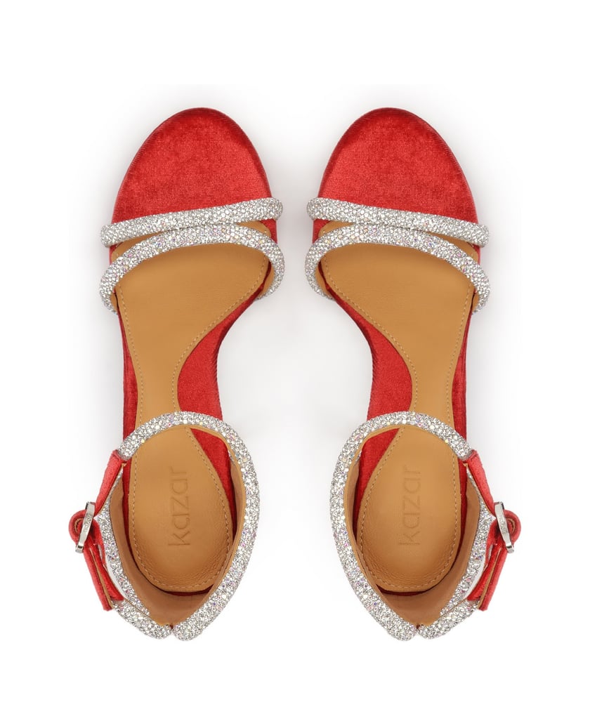 Kazar-Red-sandals-with-shiny-straps-červená