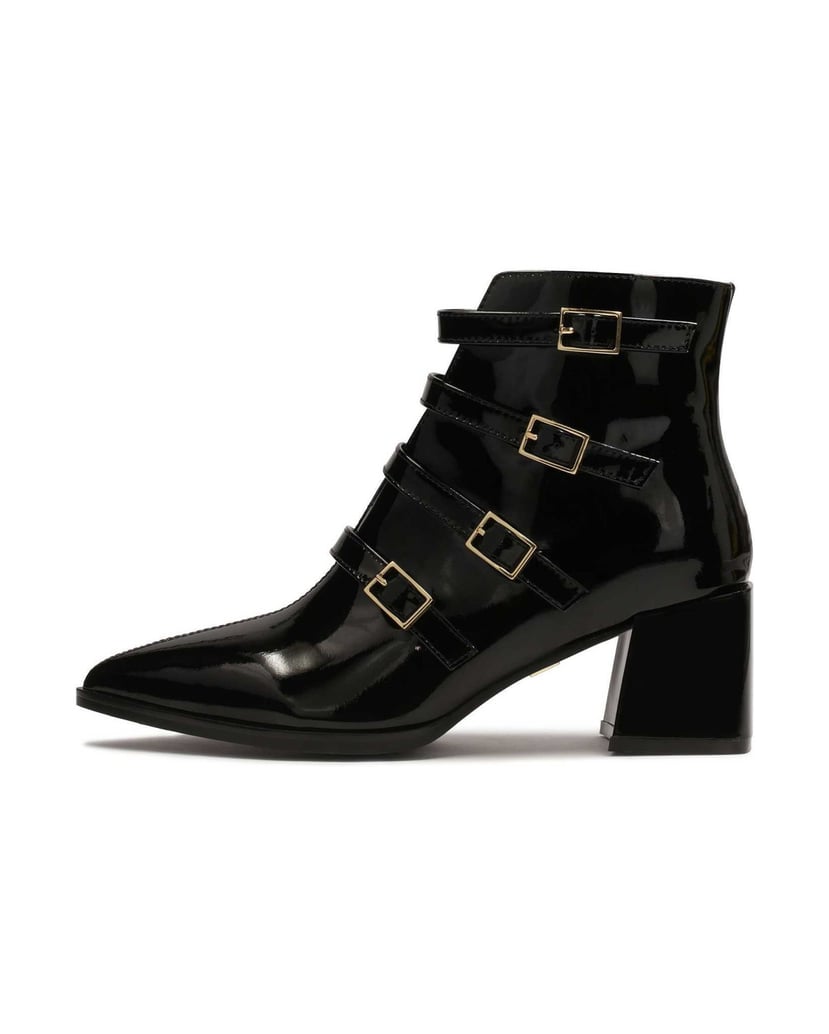Kazar-Patent-leather-black-boots-with-buckles-čierna