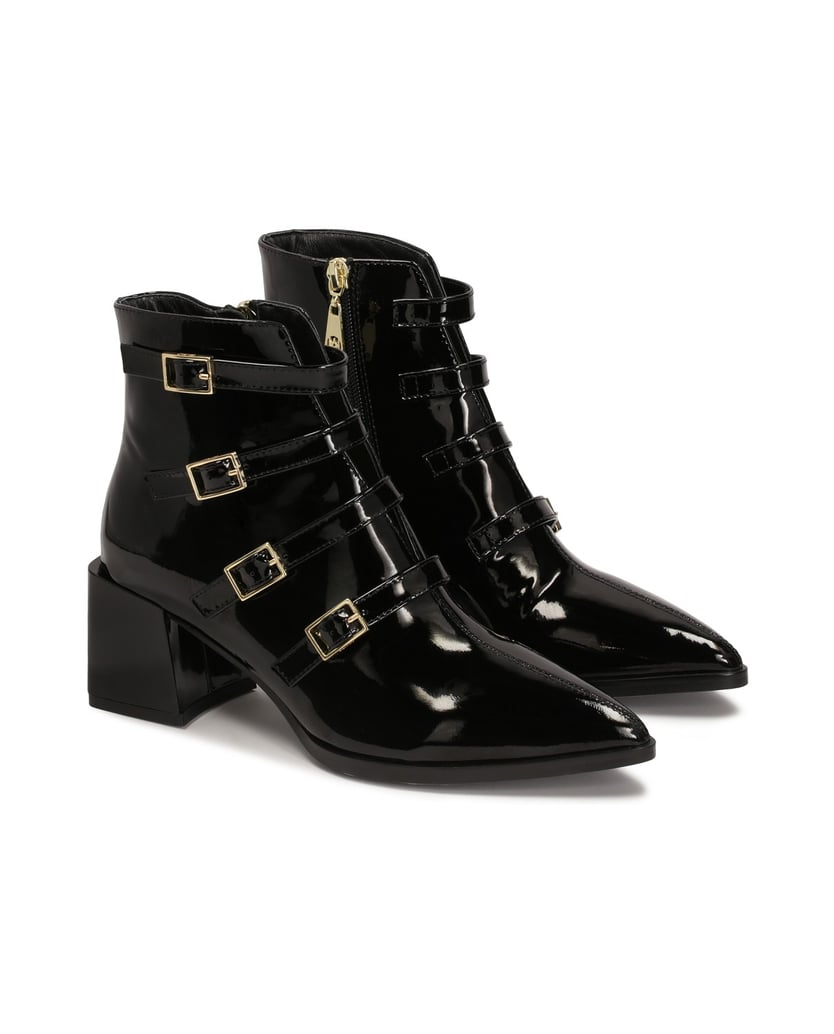 Kazar-Patent-leather-black-boots-with-buckles-čierna