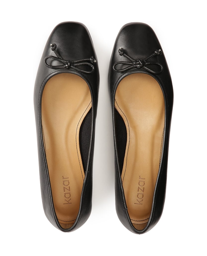 Kazar-Schwarze-Lederballerinas-mit-Schleife