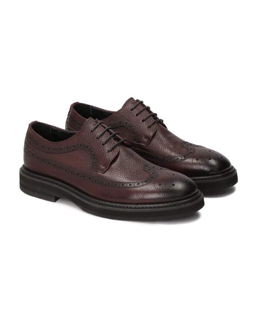 Kazar-Kastanienbraune-Brogue-Schuhe-aus-Naturl-rot