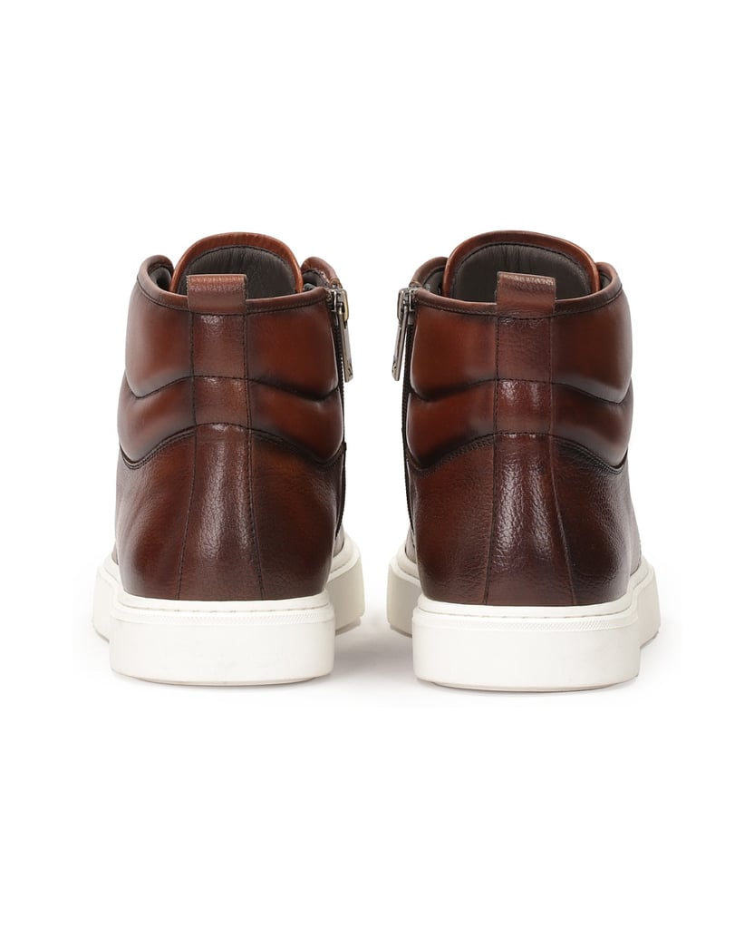 Kazar-Braune-Ledersneakers-mit-hohem-Schaft-braun