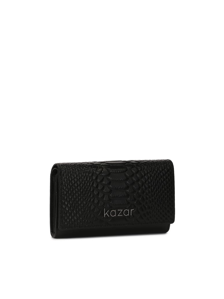 Kazar-Schwarzes,-längliches-Portemonnaie-mit-g