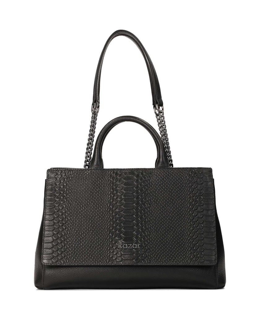 Kazar-Black-handbag-with-an-unusual-shape-čierna
