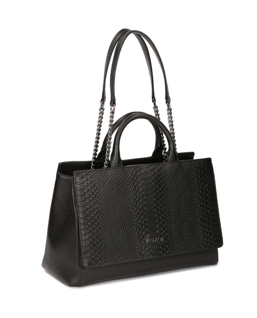 Kazar-Black-handbag-with-an-unusual-shape-čierna