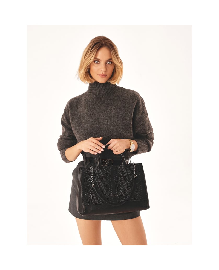 Kazar-Black-handbag-with-an-unusual-shape-čierna