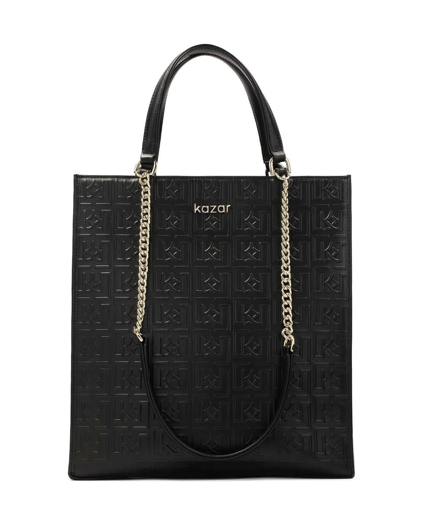 Kazar-Große-einfache-Handtasche-mit-geprägtem-schwarz