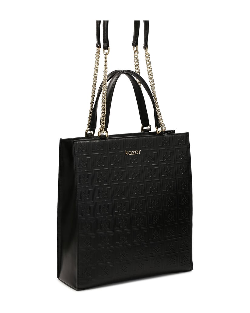 Kazar-Große-einfache-Handtasche-mit-geprägtem-schwarz