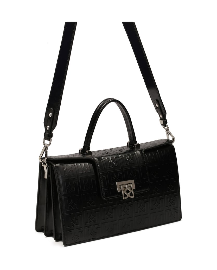 Kazar-Lederhandtasche-mit-Griff-und-Riemen-schwarz