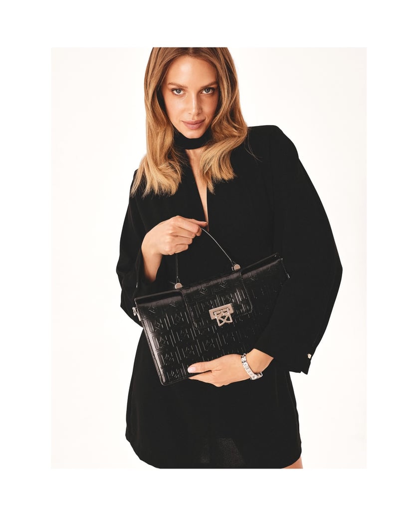 Kazar-Lederhandtasche-mit-Griff-und-Riemen-schwarz