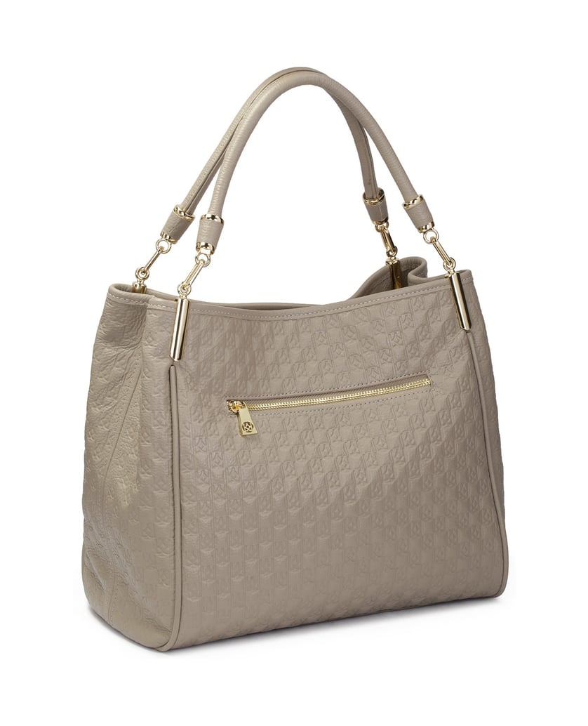 Kazar-Geräumige-Umhängetasche-aus-gemustertem,-taupe