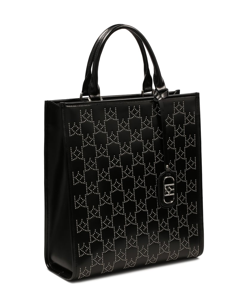 Kazar-Large-handbag-with-dotted-metal-monograms-černá