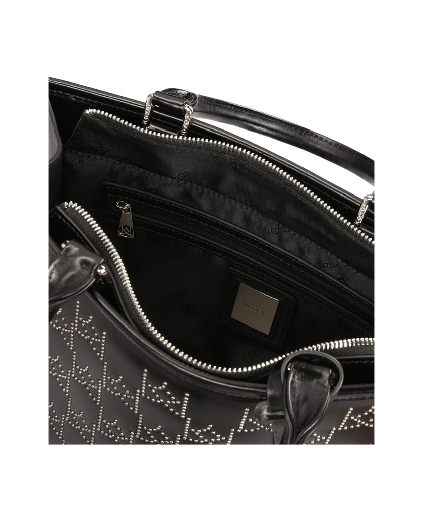 Kazar-Large-handbag-with-dotted-metal-monograms-černá