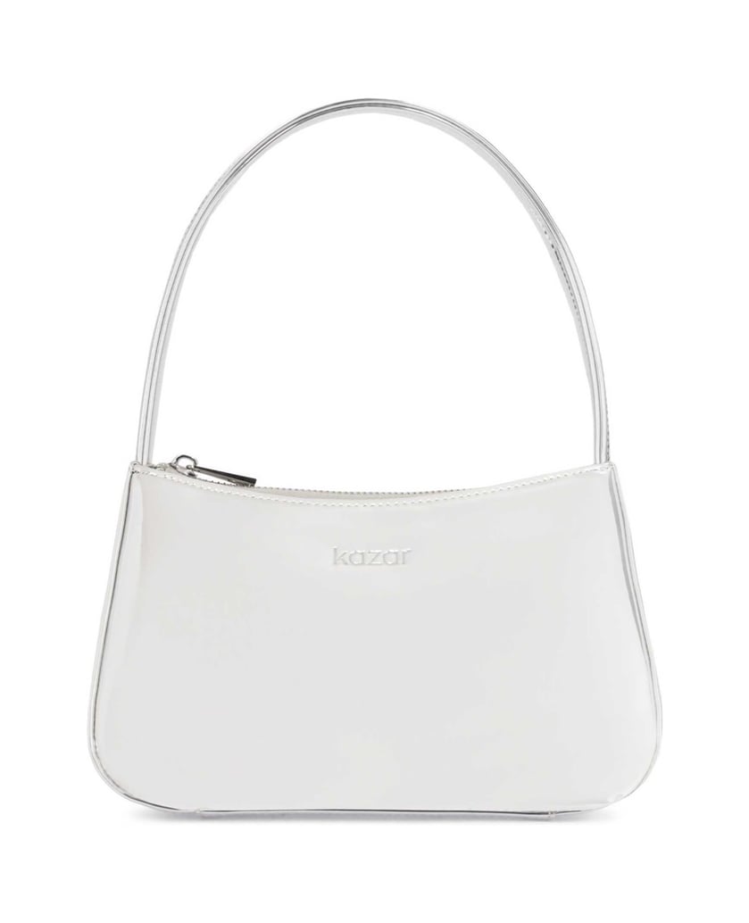 Kazar-Silver-leather-baguette-handbag-strieborná