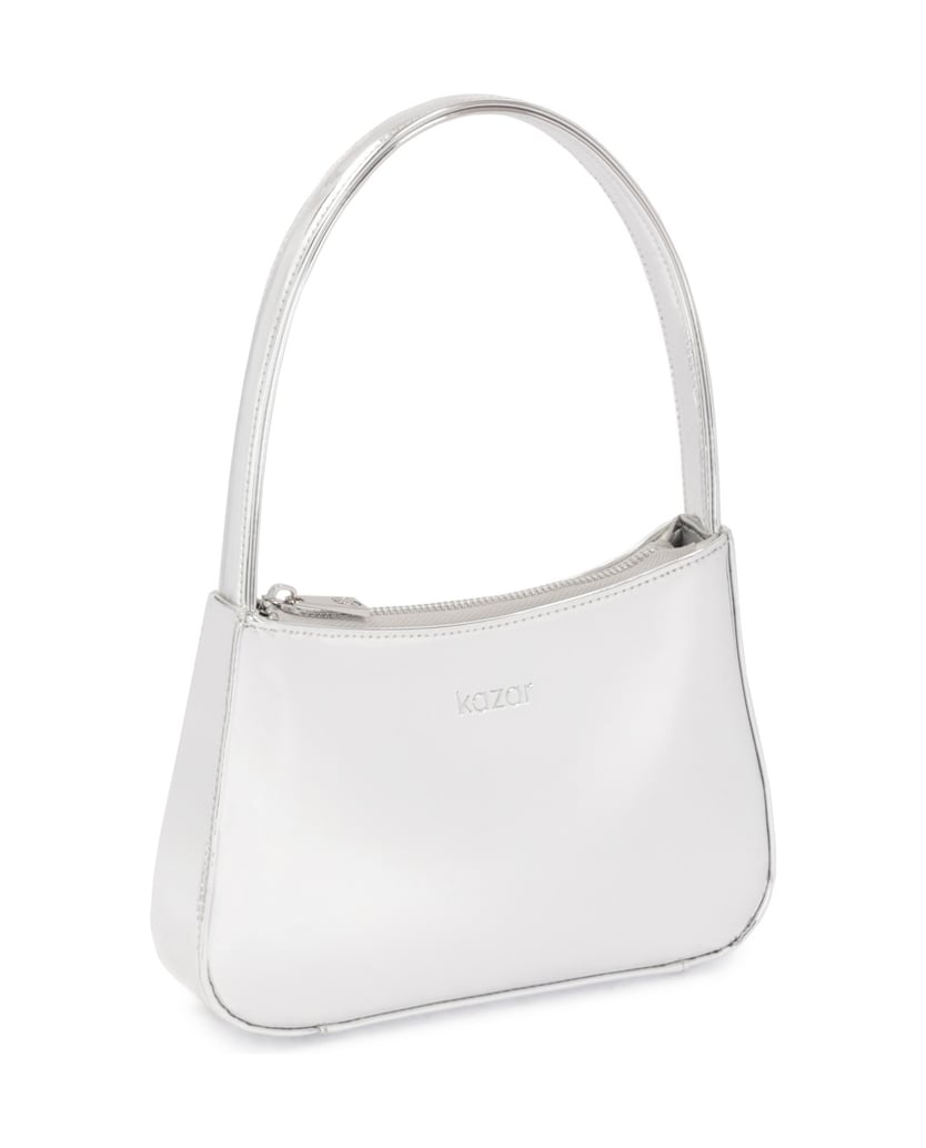 Kazar-Silver-leather-baguette-handbag-strieborná