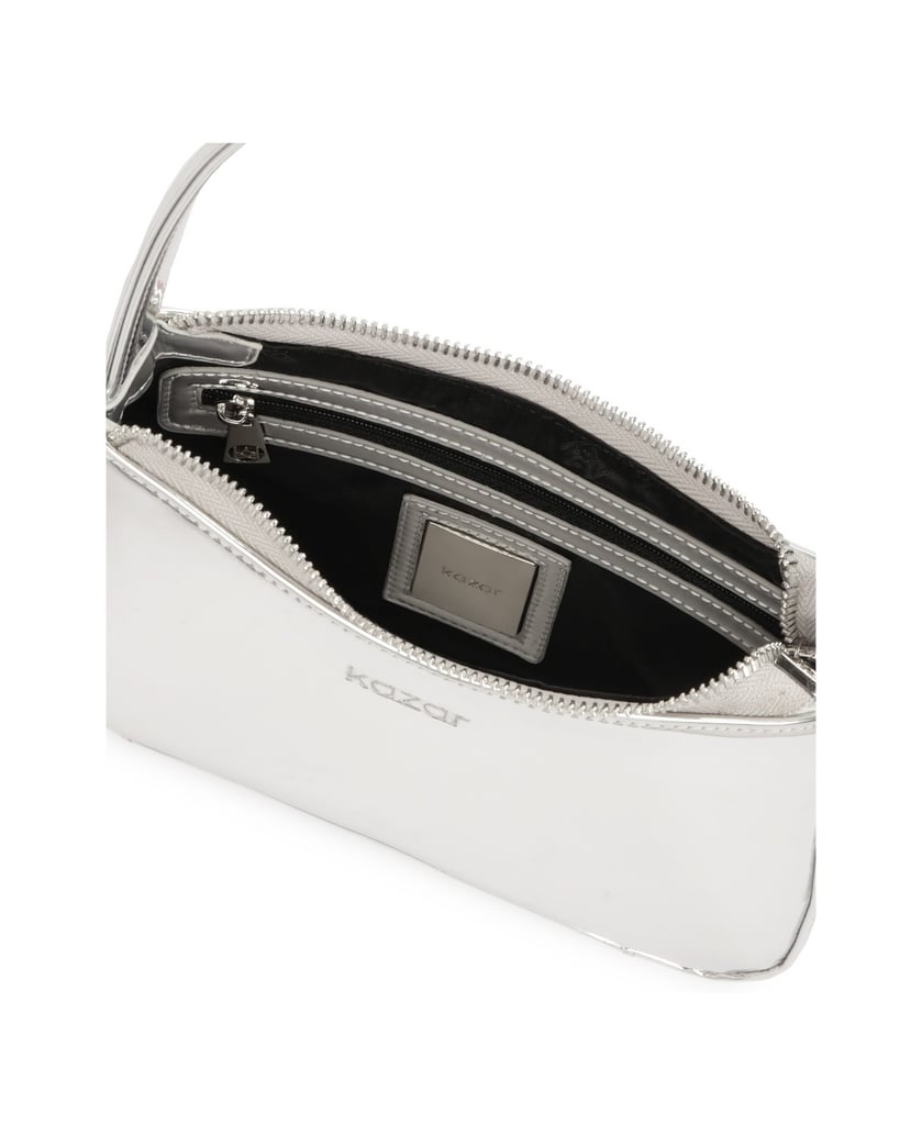 Kazar-Silver-leather-baguette-handbag-strieborná