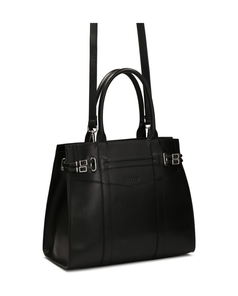 Kazar-Schwarze-Handtasche-mit-Schnallenriemen-schwarz