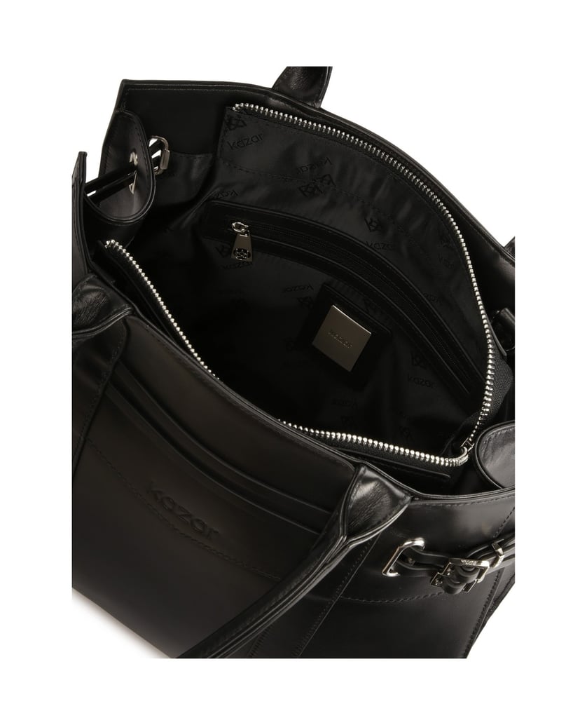 Kazar-Schwarze-Handtasche-mit-Schnallenriemen-schwarz