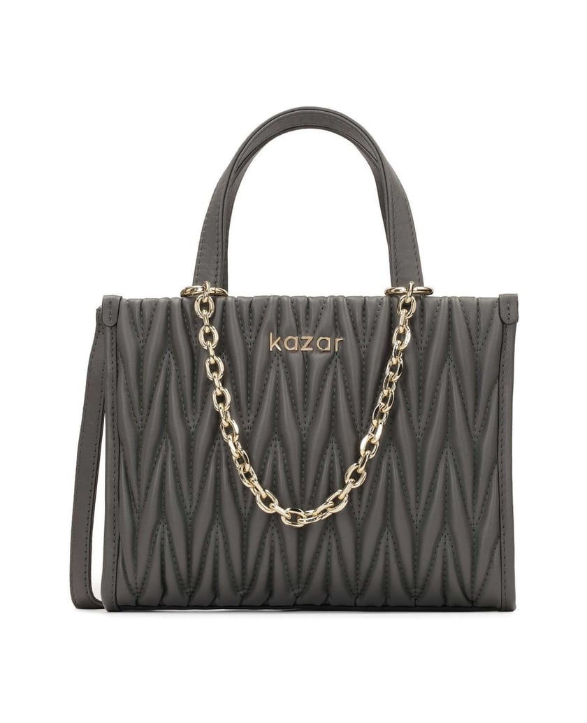 Kazar-Graue-Handtasche-mit-gesteppter-Vorderse-grau