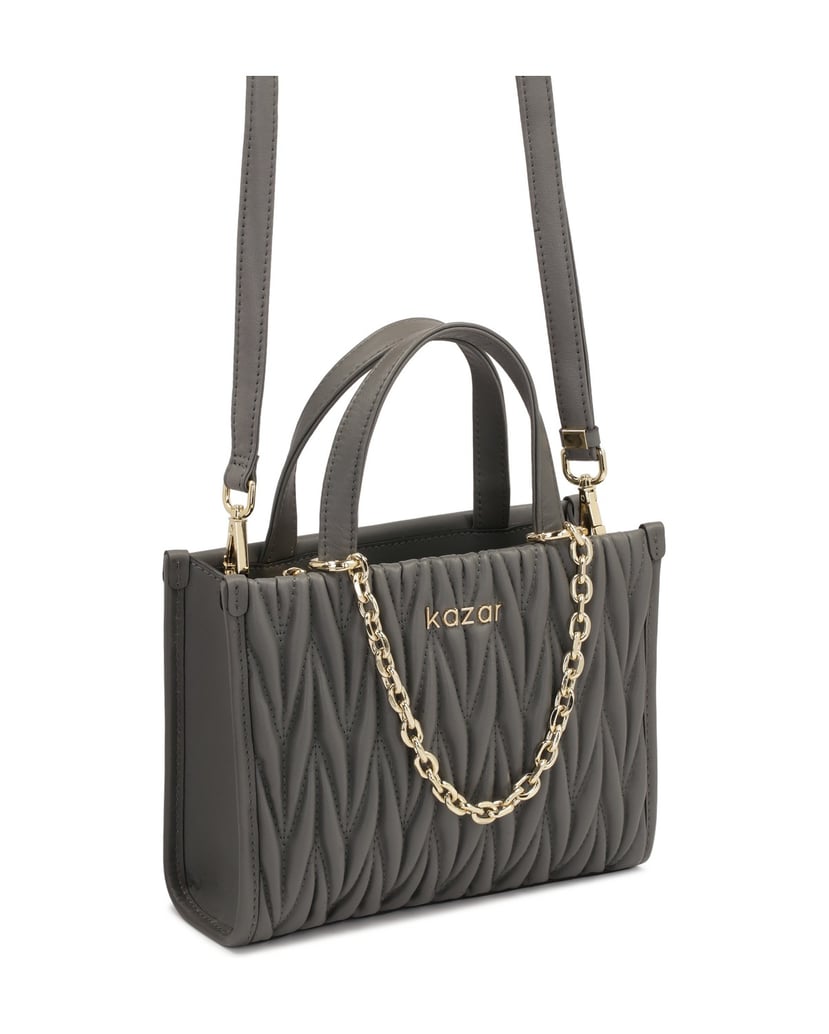 Kazar-Graue-Handtasche-mit-gesteppter-Vorderse-grau