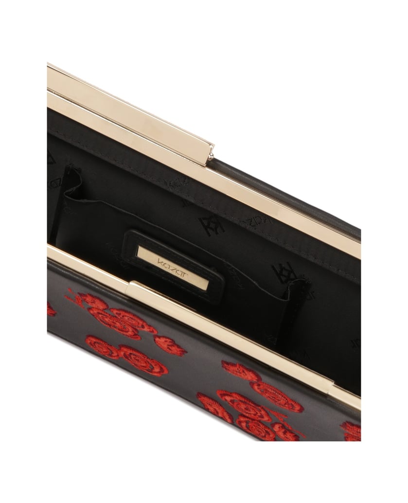 Kazar-Längliche,-steife,-geblümte-Abendtasche-schwarz