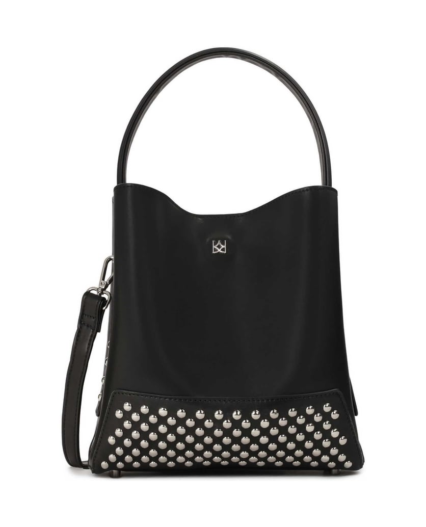 Kazar-Schwarze-Handtasche-mit-silbernen-Nieten-schwarz