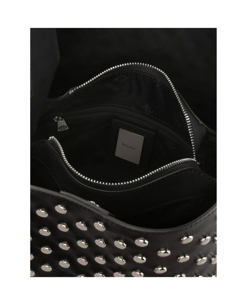Kazar-Black-leather-handbag-decorated-with-round-rivets-čierna