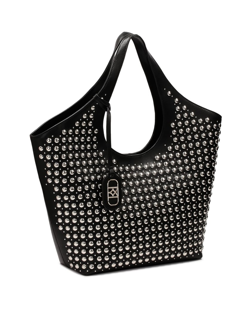 Kazar-Elegante-Umhängetasche-mit-silbernen-Str-schwarz