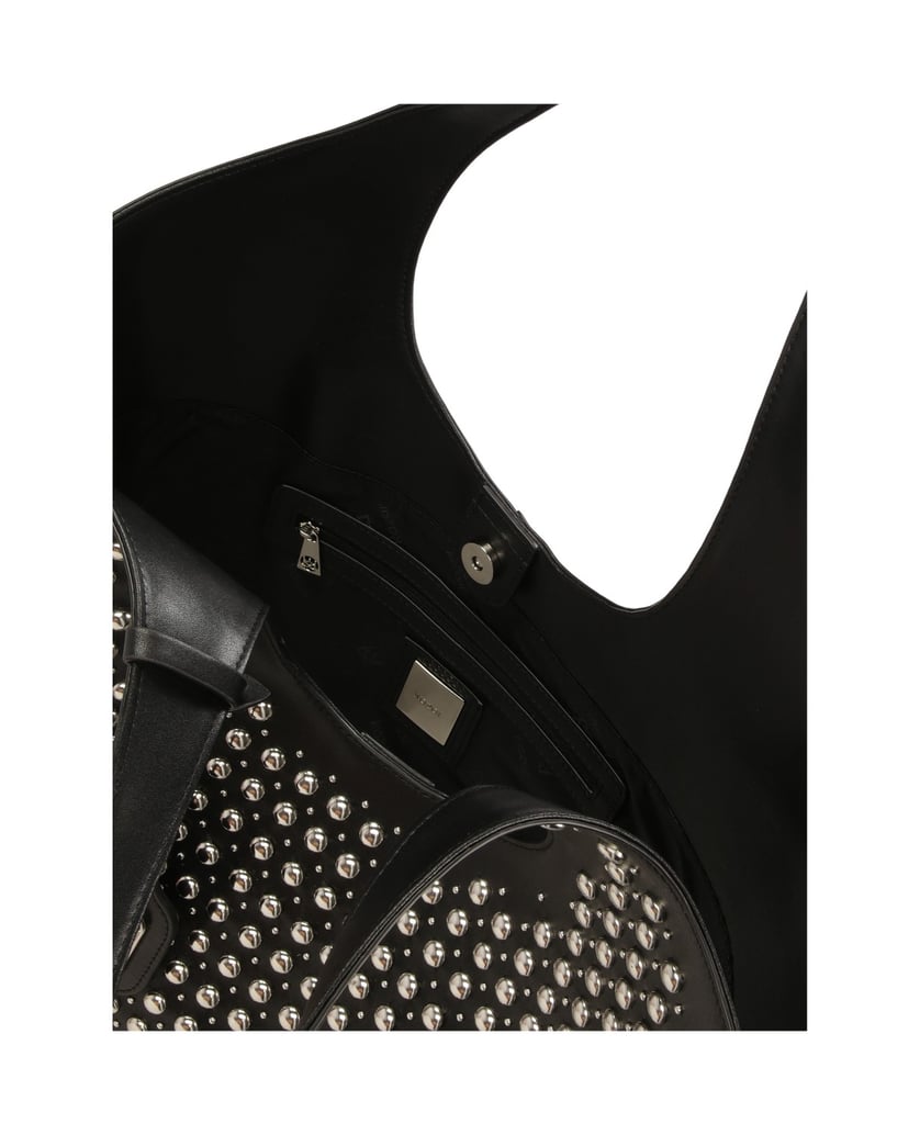 Kazar-Elegante-Umhängetasche-mit-silbernen-Str-schwarz