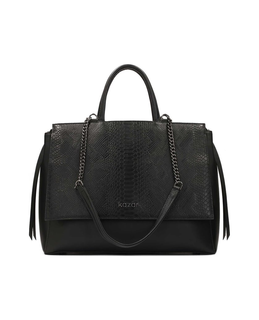 Kazar-Einzigartig-geformte-Handtasche-mit-gepr-schwarz
