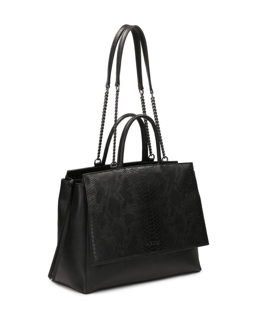 Kazar-Einzigartig-geformte-Handtasche-mit-gepr-schwarz