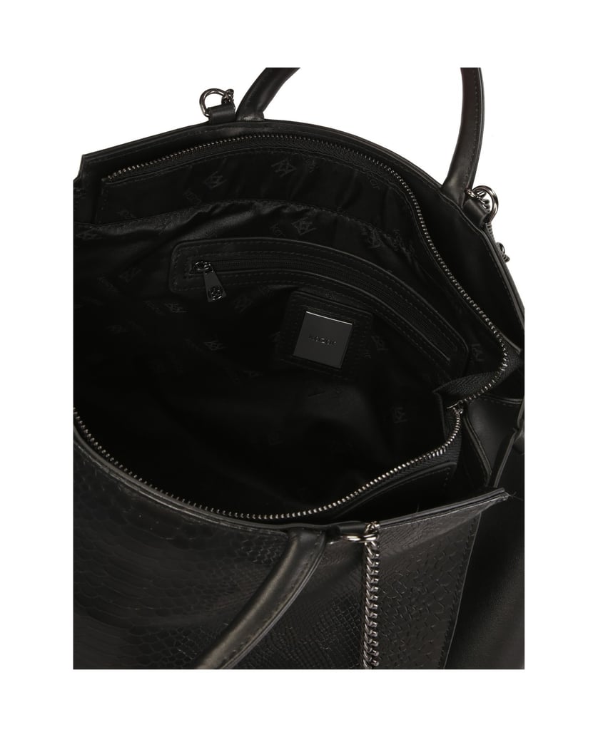 Kazar-Einzigartig-geformte-Handtasche-mit-gepr-schwarz