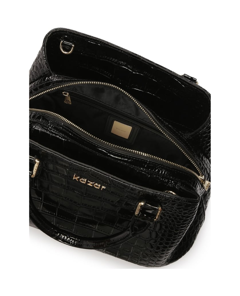 Kazar-Elegant-rigid-handbag-with-handles-čierna