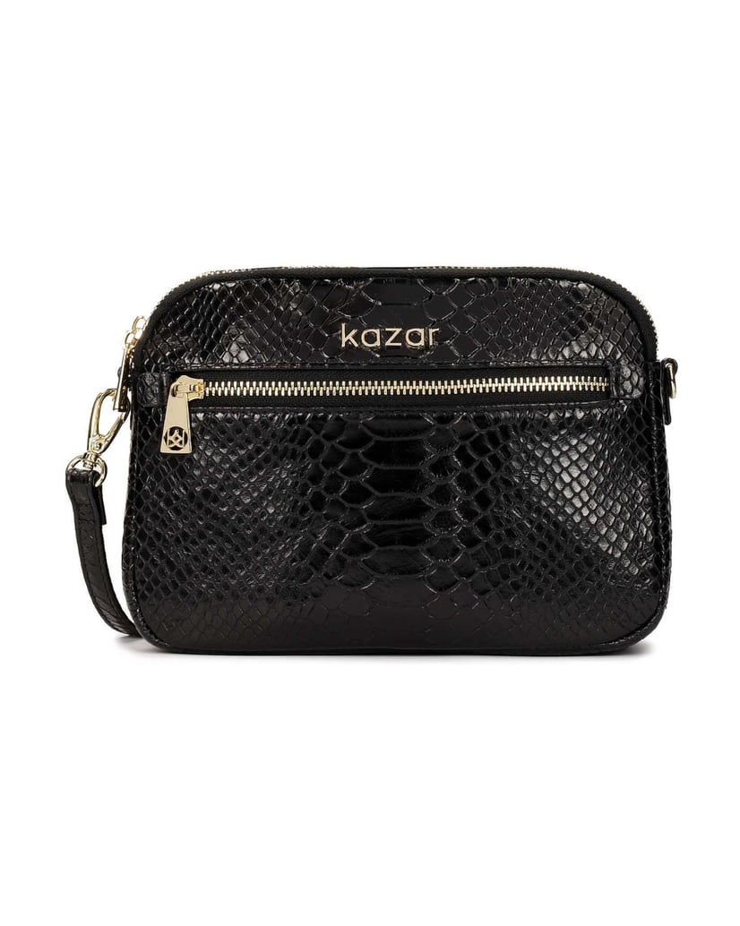 Kazar-Kleine-schwarze-Handtasche-aus-geprägtem-Leder