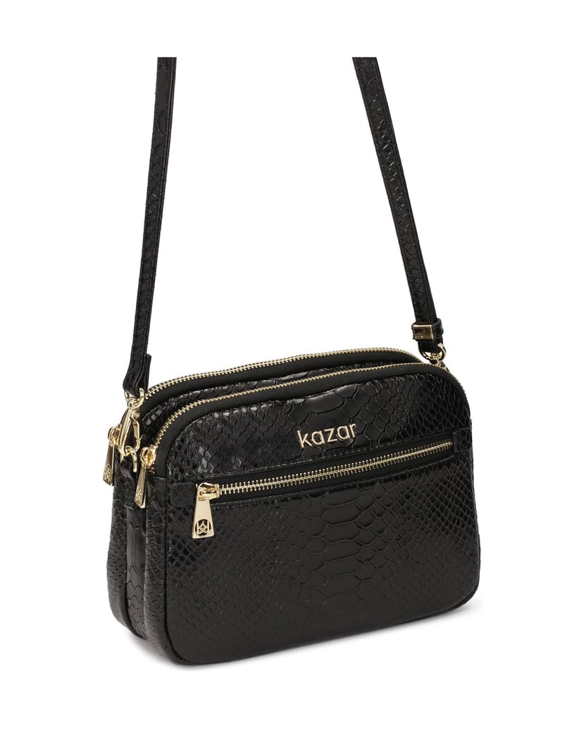 Kazar-Kleine-schwarze-Handtasche-aus-geprägtem-Leder