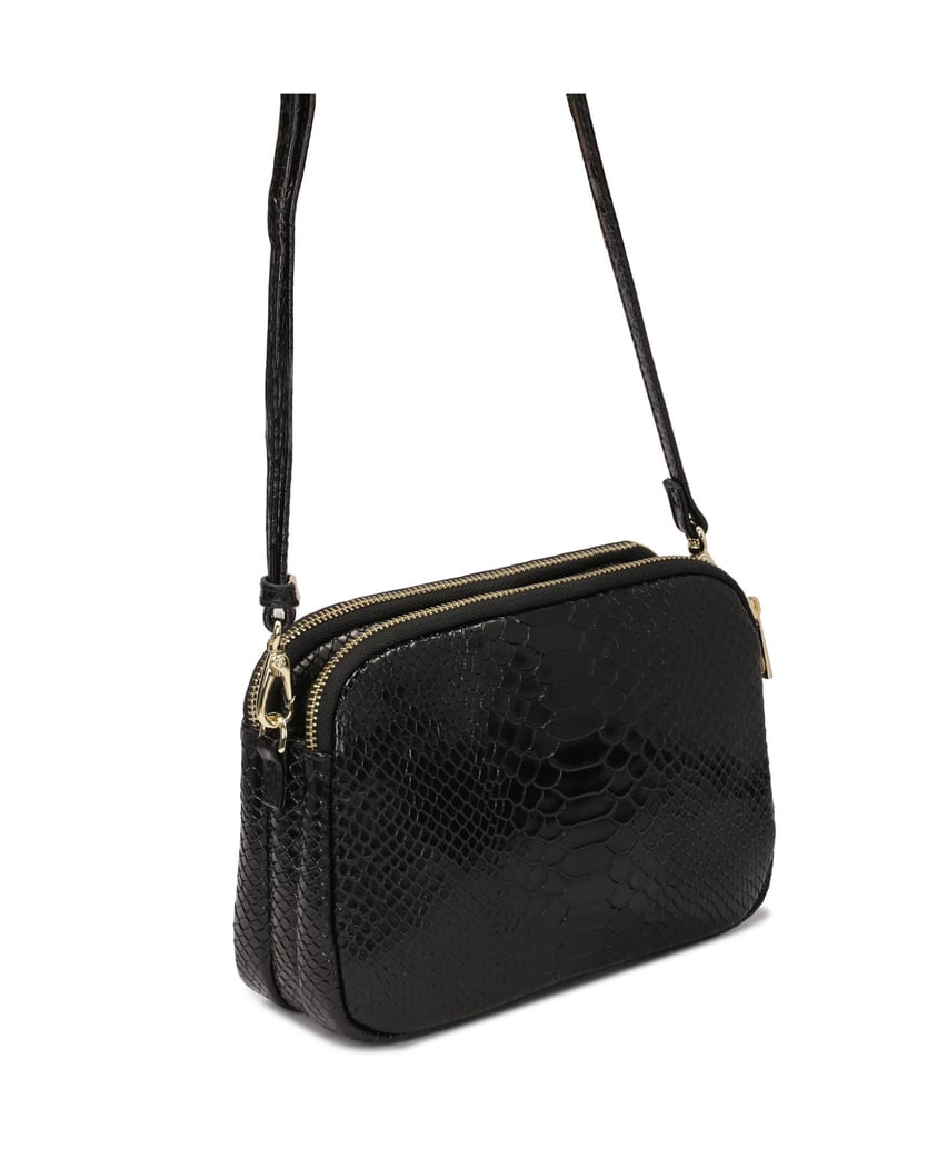 Kazar-Kleine-schwarze-Handtasche-aus-geprägtem-Leder