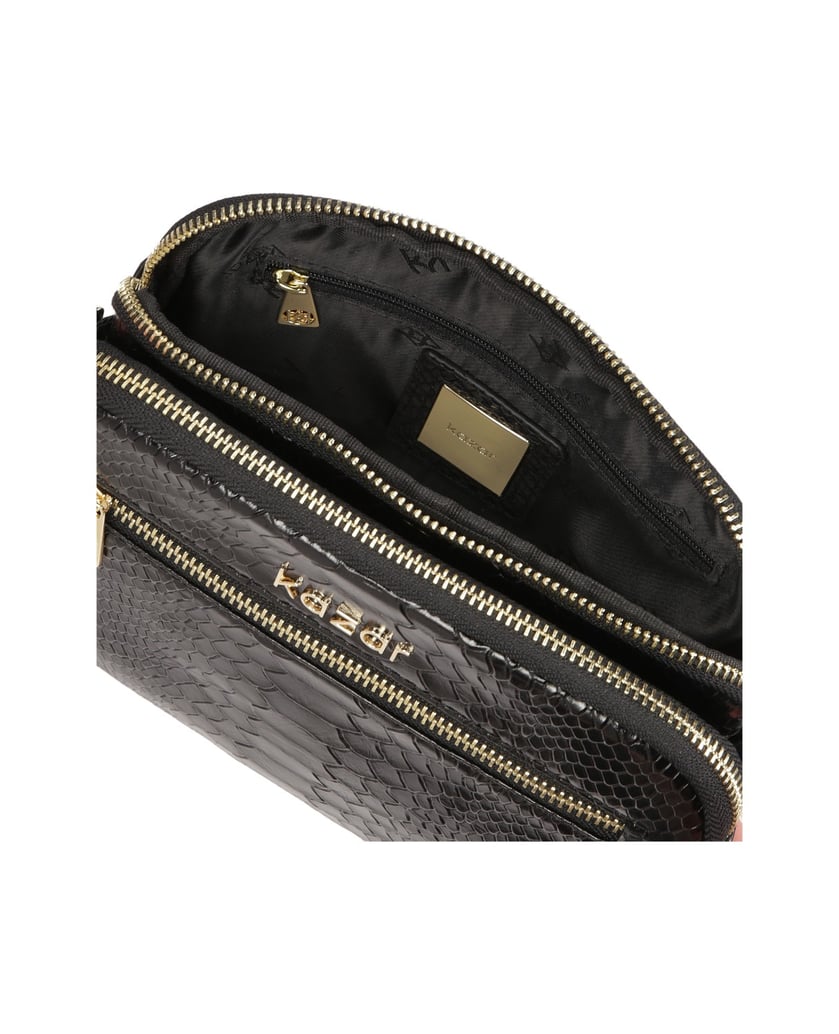 Kazar-Kleine-schwarze-Handtasche-aus-geprägtem-Leder