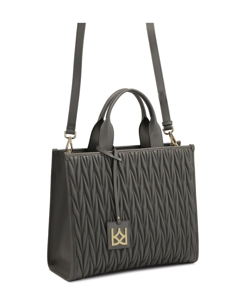 Kazar-Grey-Tote-Bag-Handbag-with-Quilted-Front-šedá