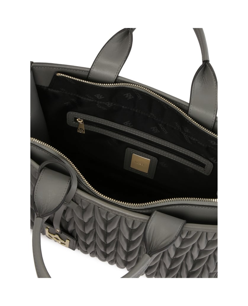 Kazar-Grey-Tote-Bag-Handbag-with-Quilted-Front-šedá