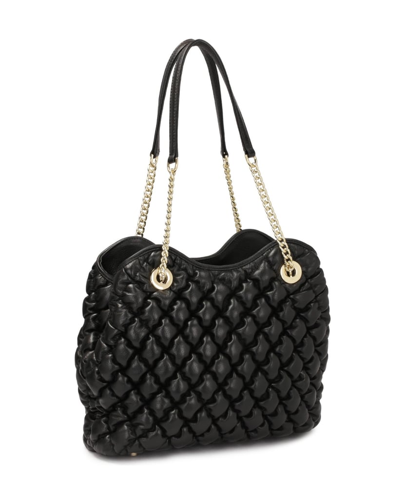 Kazar-Black-quilted-pattern-handbag-with-shoulder-chains-čierna