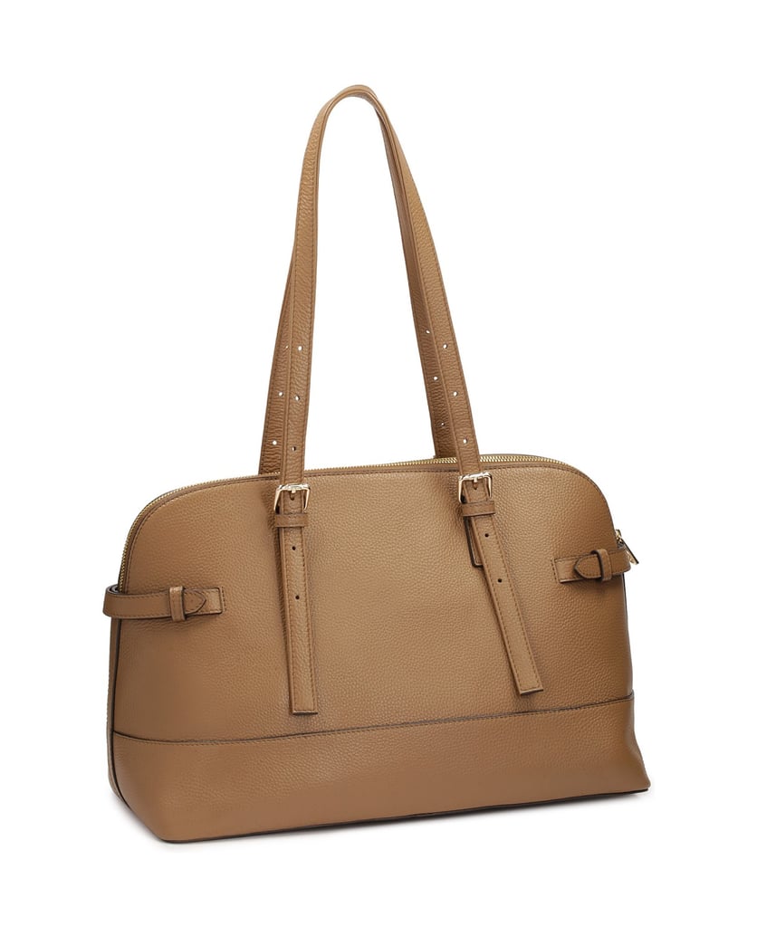 Kazar-Braune-Handtasche-mit-breitem-Boden-camel