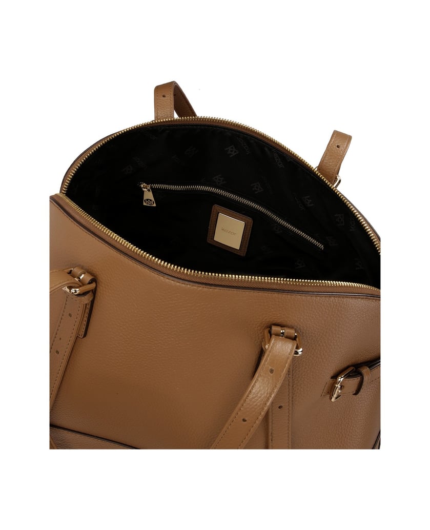 Kazar-Braune-Handtasche-mit-breitem-Boden-camel
